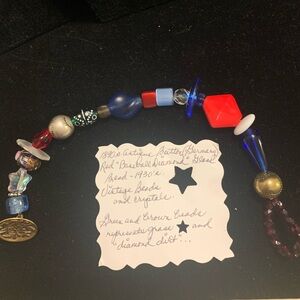 2/$15 Baseball Moms Beaded Bracelet with Vintage Beads And Baseball Beads